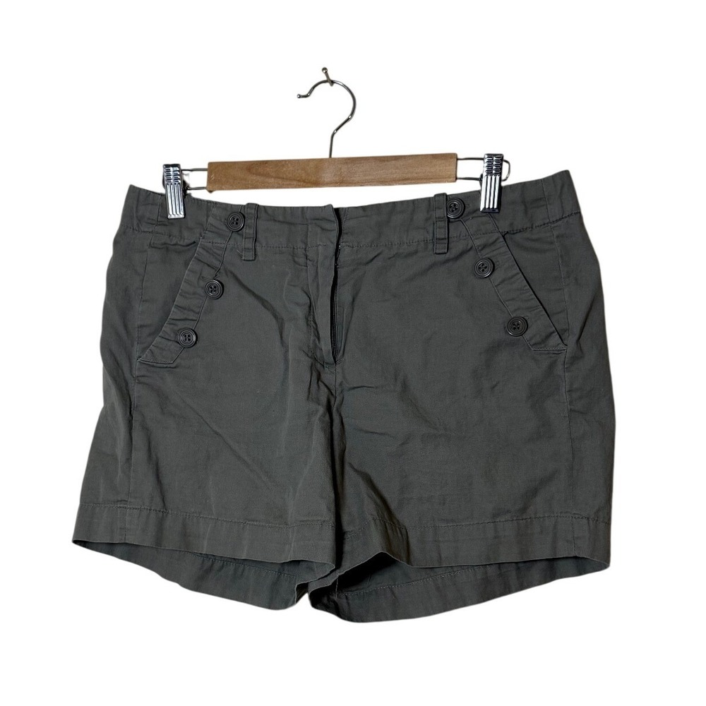 Sandro Women Shorts‎ 10 Olive Green Cotton Sailor Button Nautical Utility Gorp